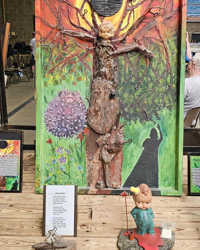 The Key Tree mixed media artwork on display
