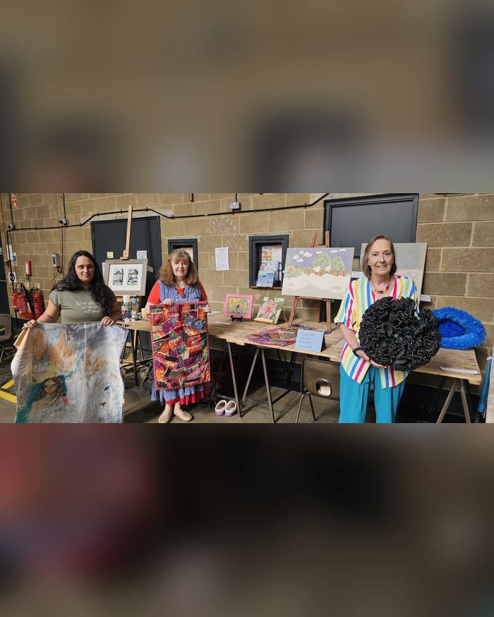 Maidstone Visual Artists Network members with their textile and fibre art